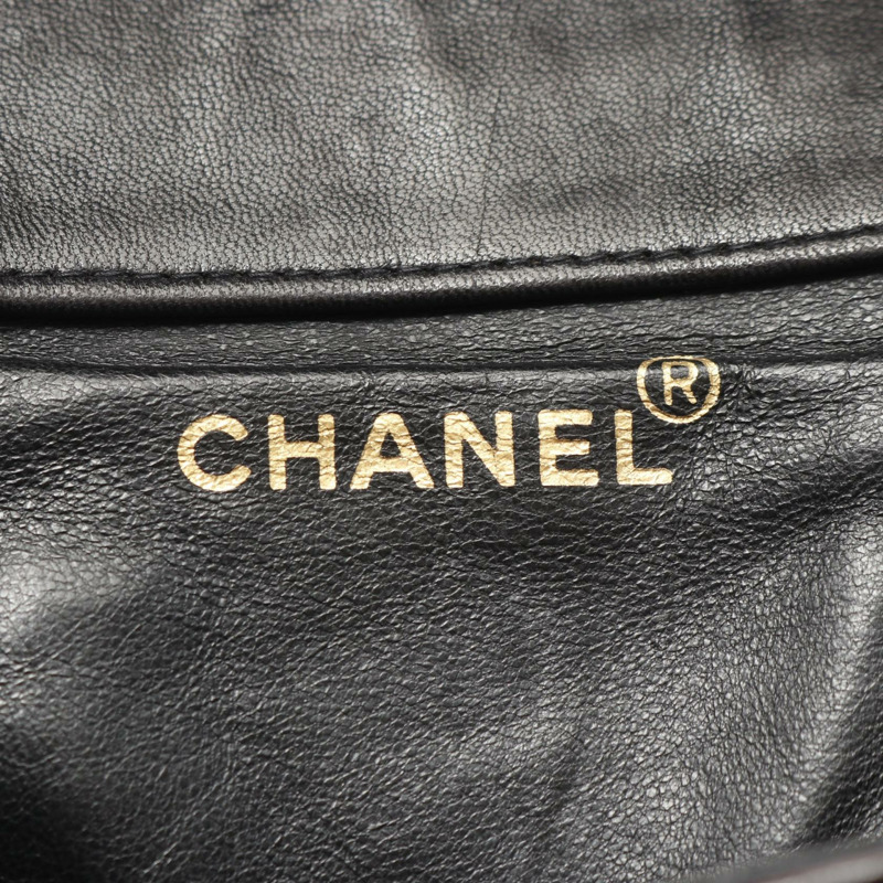 CHANEL Matelasse 雙轉鎖鏈條背包 A10177 小羊皮 黑 GHW-3