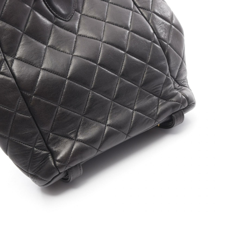 CHANEL Matelasse 雙轉鎖鏈條背包 A10177 小羊皮 黑 GHW-5
