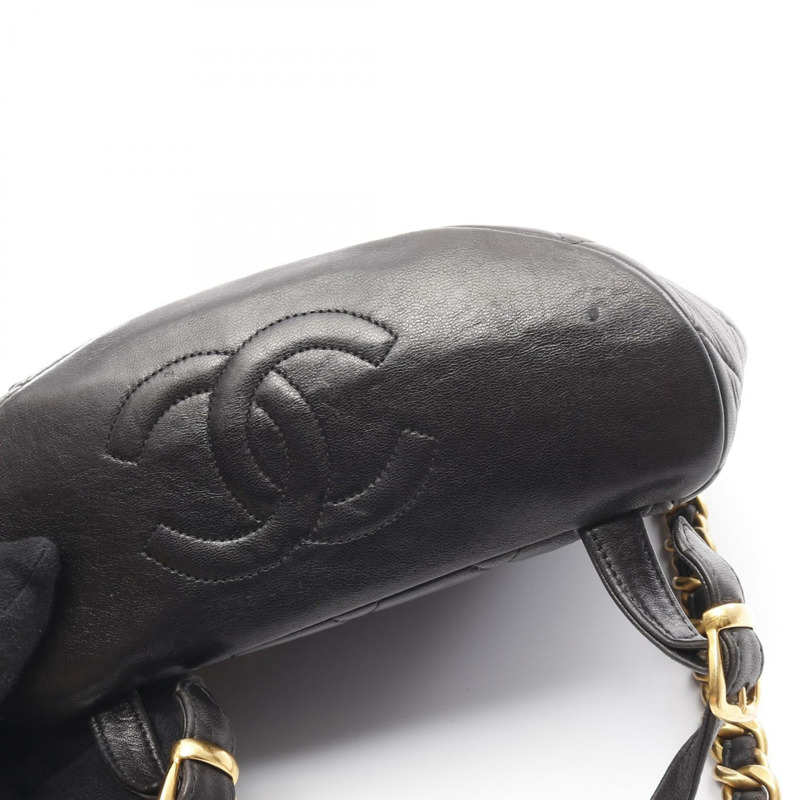 CHANEL Matelasse 雙轉鎖鏈條背包 A10177 小羊皮 黑 GHW-6