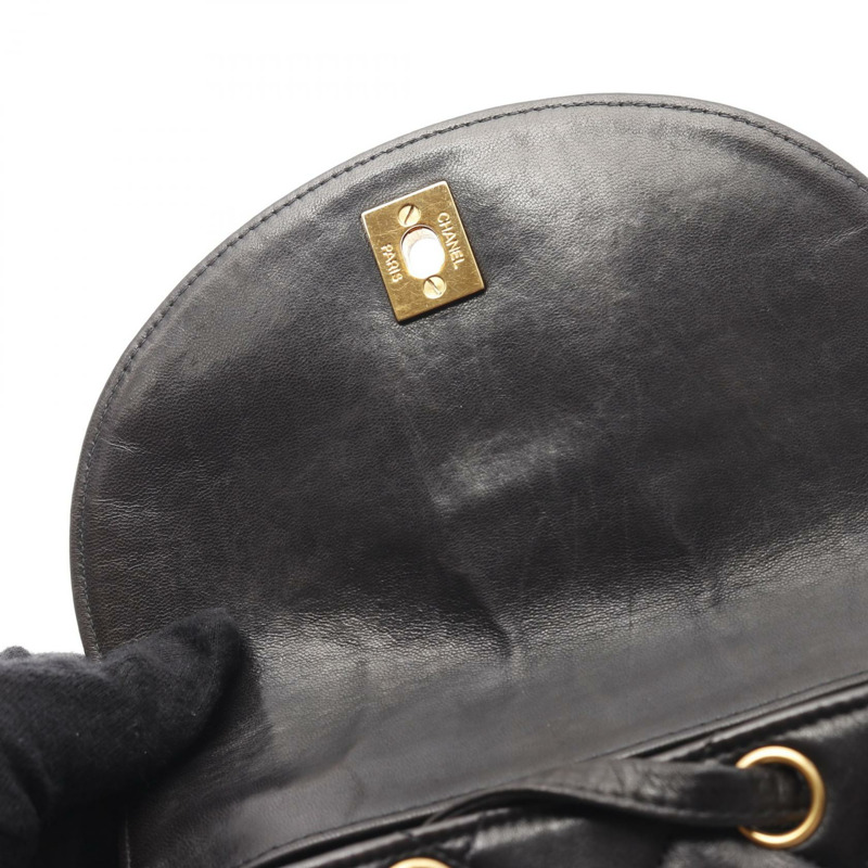 CHANEL Matelasse 雙轉鎖鏈條背包 A10177 小羊皮 黑 GHW-8