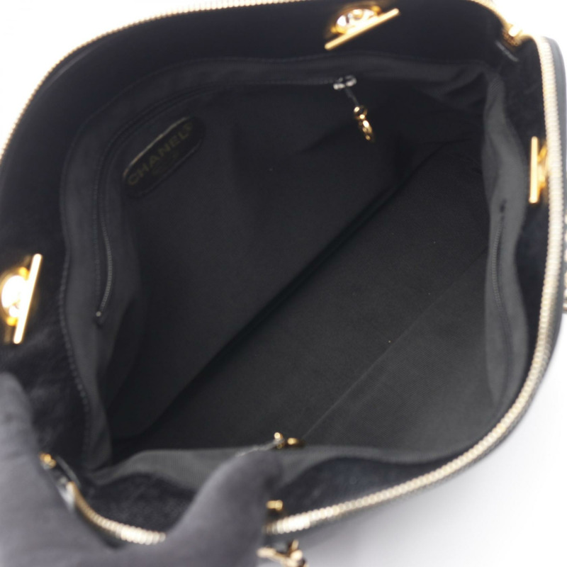 香奈兒 (CHANEL) 標誌鏈單肩托特包 小牛皮 黑色 GHW 二手 女士-2