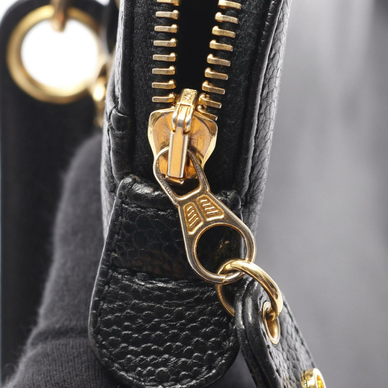 香奈兒 (CHANEL) 標誌鏈單肩托特包 小牛皮 黑色 GHW 二手 女士-6