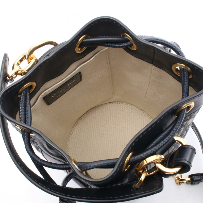 Christian Dior Oblique Rucksack 背包 帆布 皮革 海軍藍 灰色 二手 女款-2