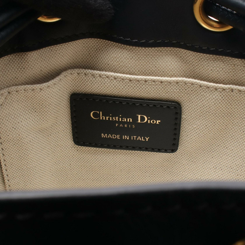Christian Dior Oblique Rucksack 背包 帆布 皮革 海軍藍 灰色 二手 女款-3