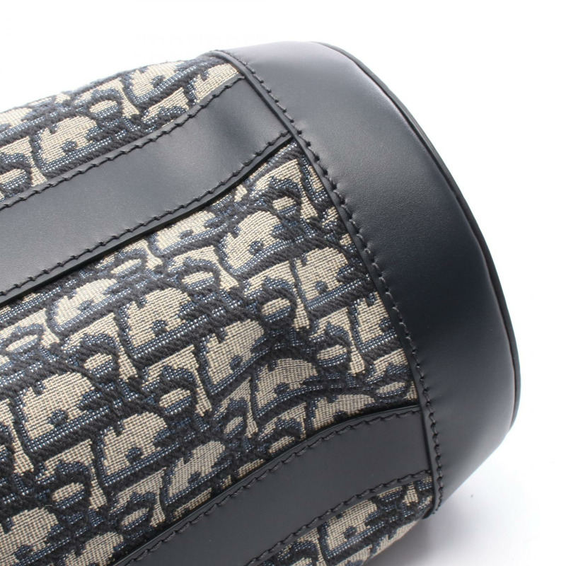 Christian Dior Oblique Rucksack 背包 帆布 皮革 海軍藍 灰色 二手 女款-5