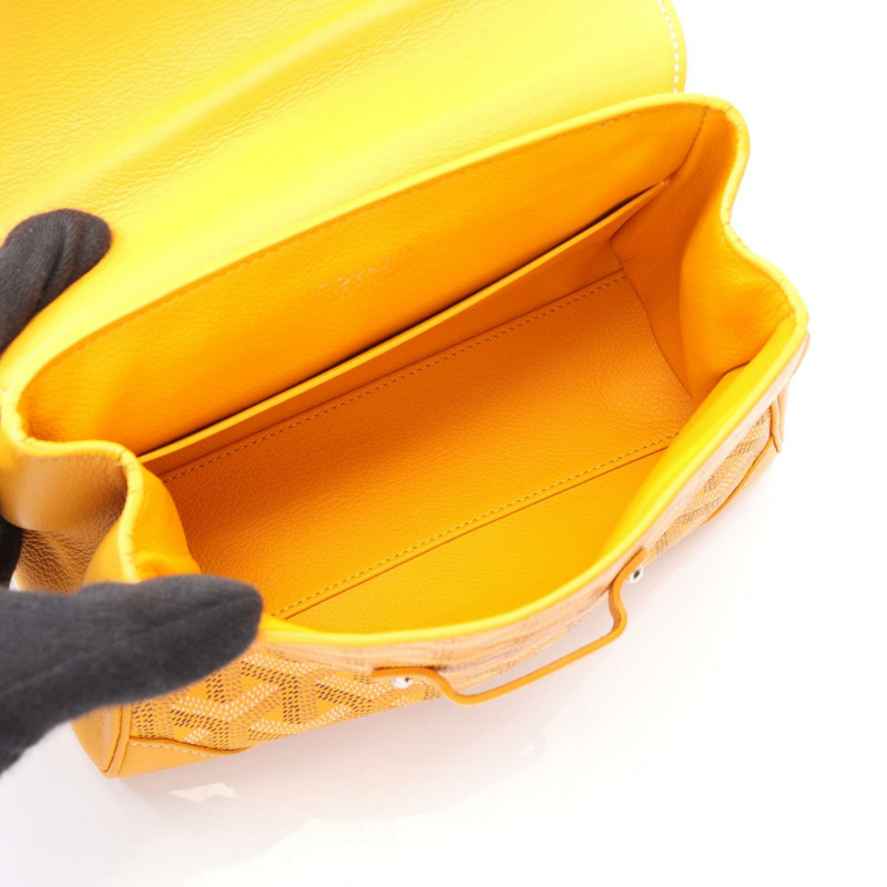 GOYARD Saigon 迷你單肩手提包,帆布皮革,黃色多色,二手女款-2