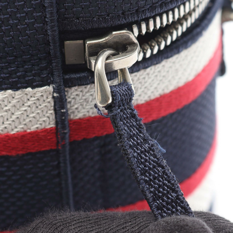 迪奧 TRAVEL 小號 Vanity 兩用單肩包 帆布 海軍藍 白色 紅色-4