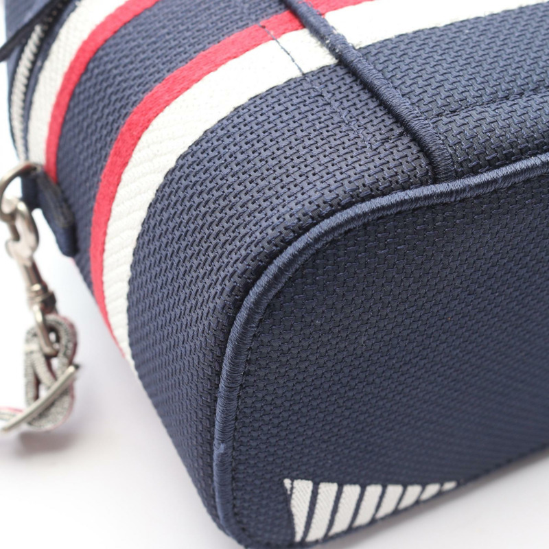 迪奧 TRAVEL 小號 Vanity 兩用單肩包 帆布 海軍藍 白色 紅色-5