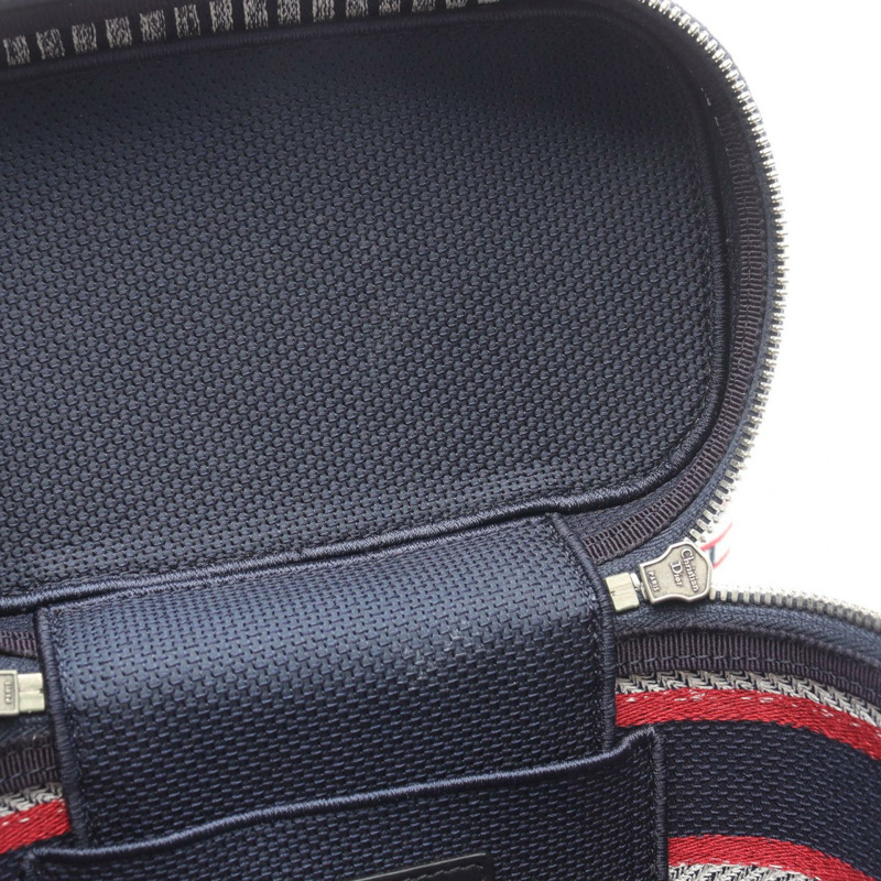 迪奧 TRAVEL 小號 Vanity 兩用單肩包 帆布 海軍藍 白色 紅色-6