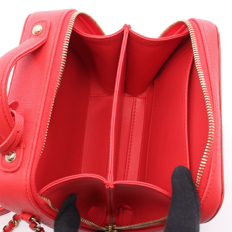 香奈兒 CC Figley 小號 Vanity 單肩斜背包 小牛皮 紅色 二手 GHW 女款-2
