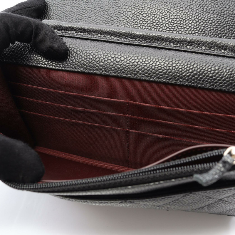 香奈兒 (CHANEL) 絎縫鏈條斜背包 AP0250 粒面皮革 黑色 SHW-6