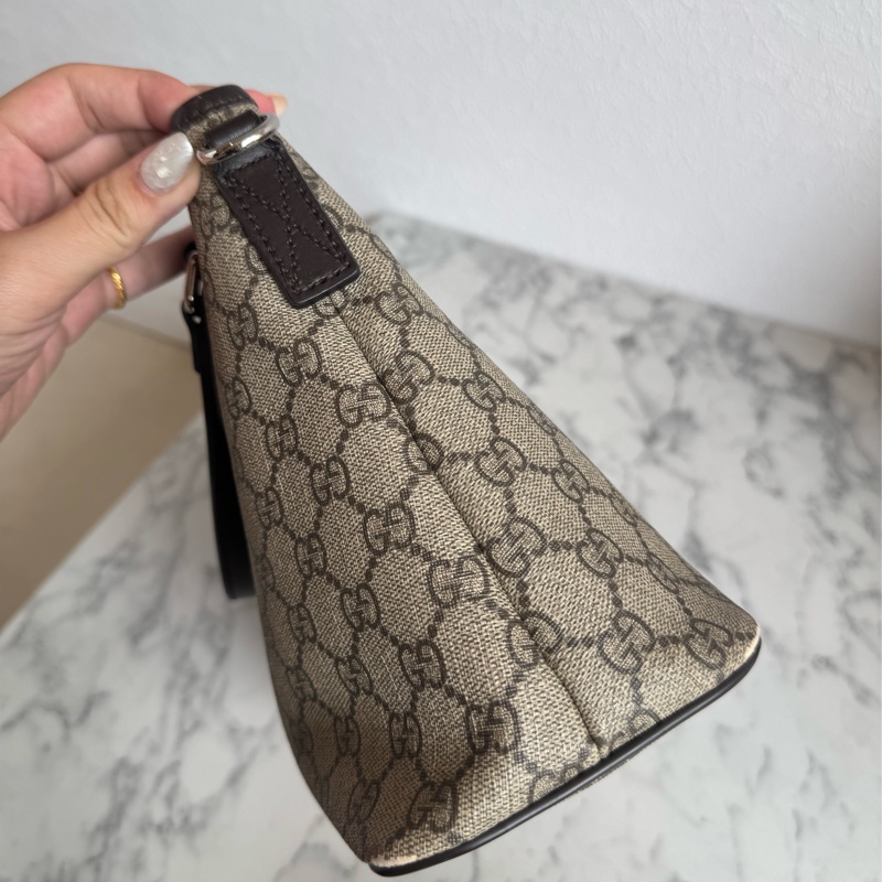 Gucci咖pvc深咖皮革手提包👜-7