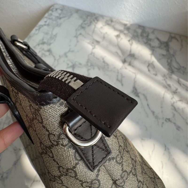 Gucci咖pvc深咖皮革手提包👜-15