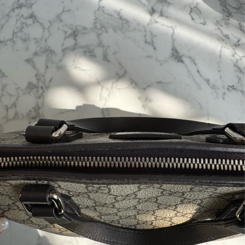 Gucci咖pvc深咖皮革手提包👜-18