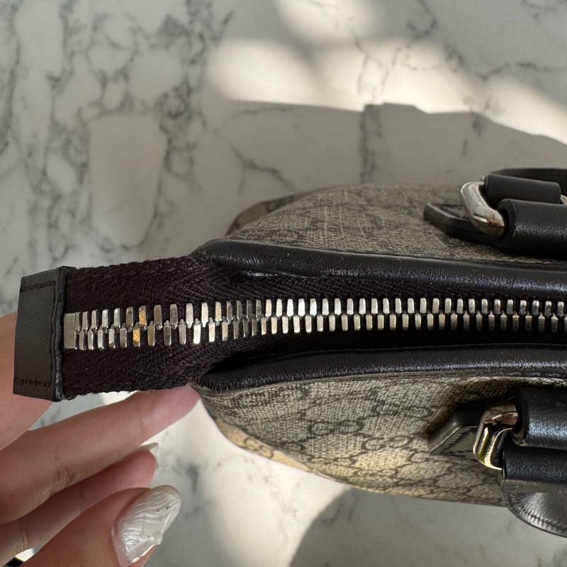 Gucci咖pvc深咖皮革手提包👜-19