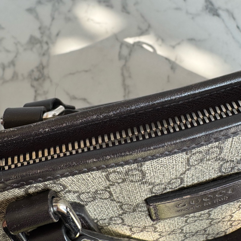 Gucci咖pvc深咖皮革手提包👜-24