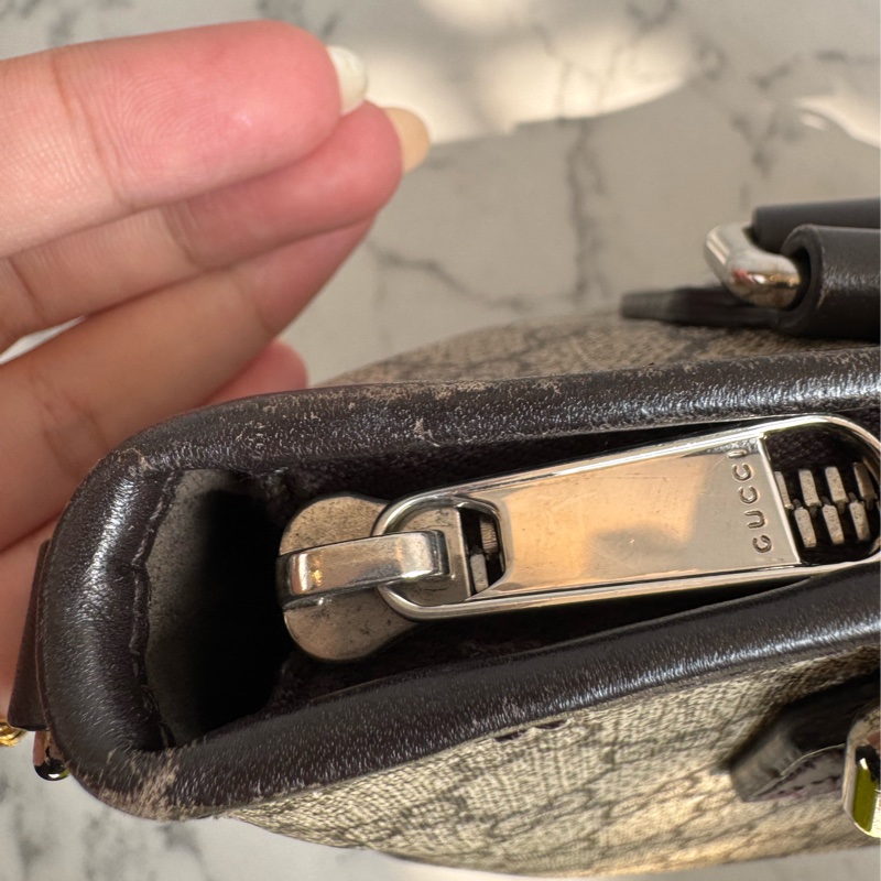 Gucci咖pvc深咖皮革手提包👜-25