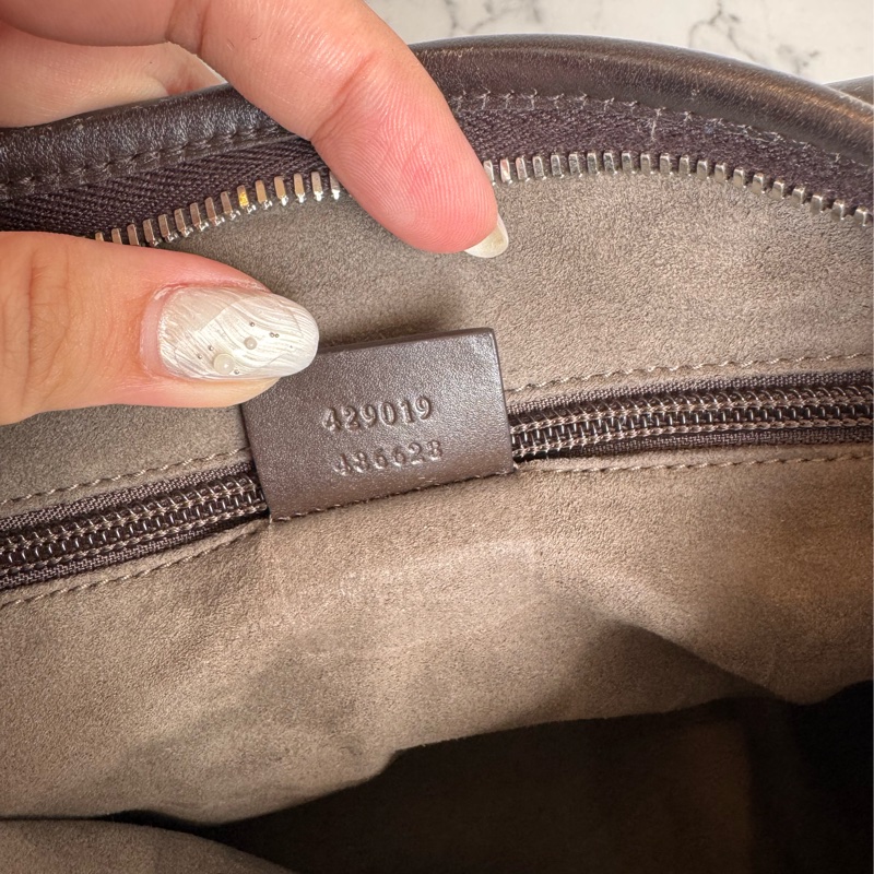 Gucci咖pvc深咖皮革手提包👜-36