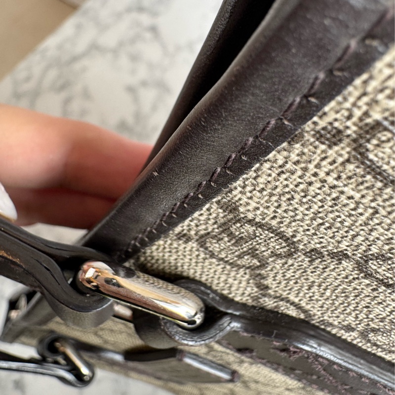 Gucci咖pvc深咖皮革手提包👜-53