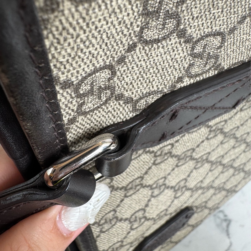 Gucci咖pvc深咖皮革手提包👜-57