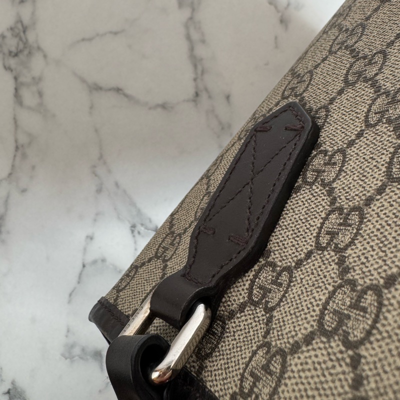 Gucci咖pvc深咖皮革手提包👜-58