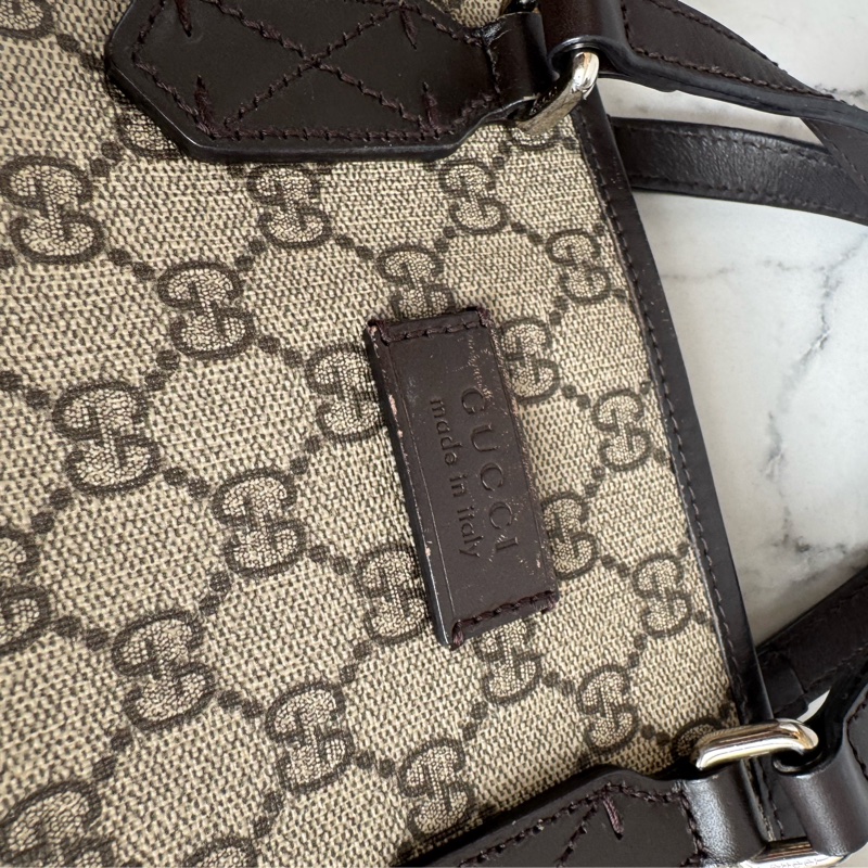 Gucci咖pvc深咖皮革手提包👜-61