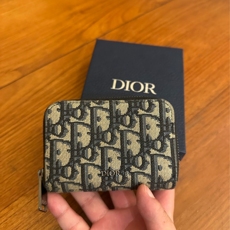 DIOR 藍緹花ㄇ拉零錢卡包-1