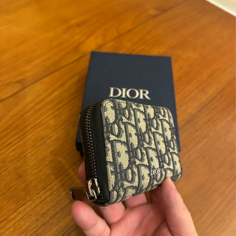 DIOR 藍緹花ㄇ拉零錢卡包-3