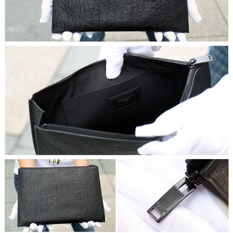 SAINT LAURENT 手拿包 羊皮 鱷魚壓紋 YSL 453249 義大利製 25x35x1-3