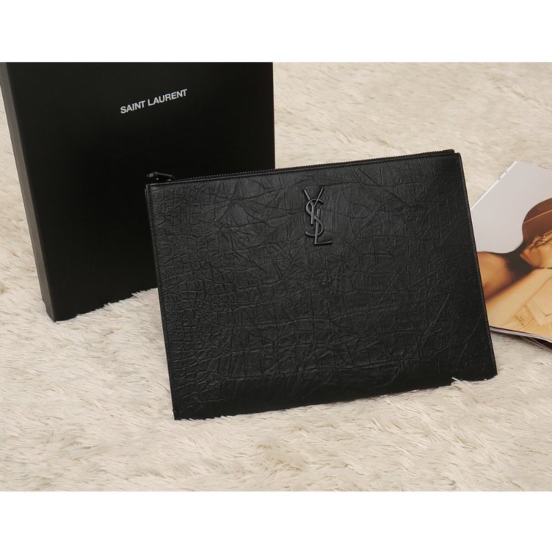SAINT LAURENT 手拿包 羊皮 鱷魚壓紋 YSL 453249 義大利製 25x35x1-4