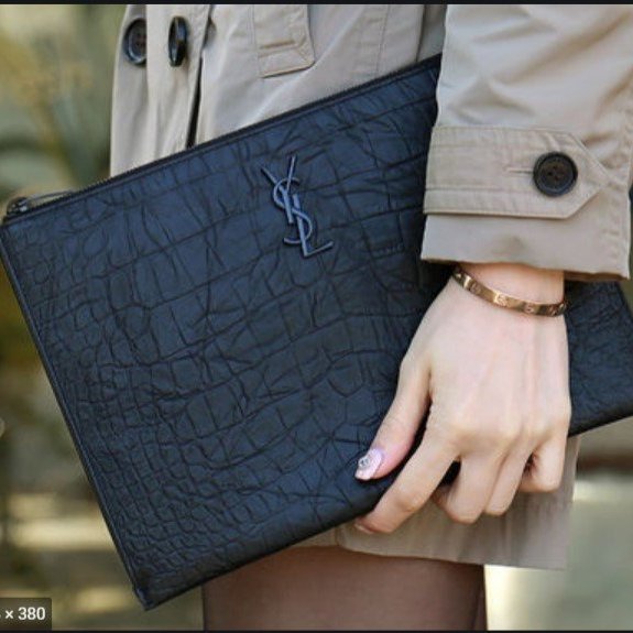 SAINT LAURENT 手拿包 羊皮 鱷魚壓紋 YSL 453249 義大利製 25x35x1-6