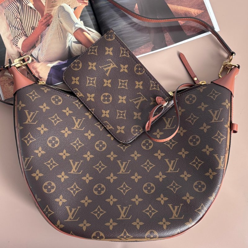 ::LOUIS VUITTON:: LV M46311 Loop Hobo 棕色 拚雙色月亮包 半月包 流浪包-0