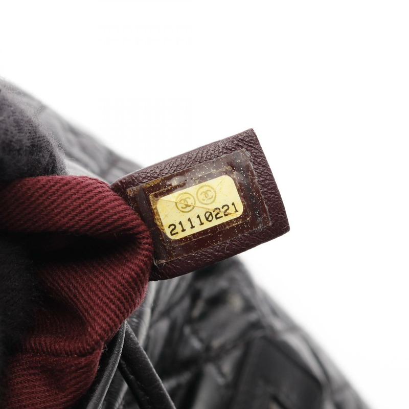 CHANEL CC Logo Matelasse 抽繩背包 包 皮革 黑色 二手 女款-4