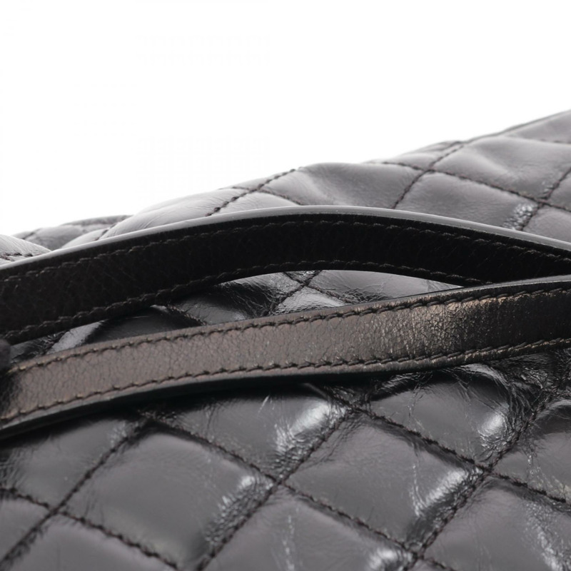 CHANEL CC Logo Matelasse 抽繩背包 包 皮革 黑色 二手 女款-6