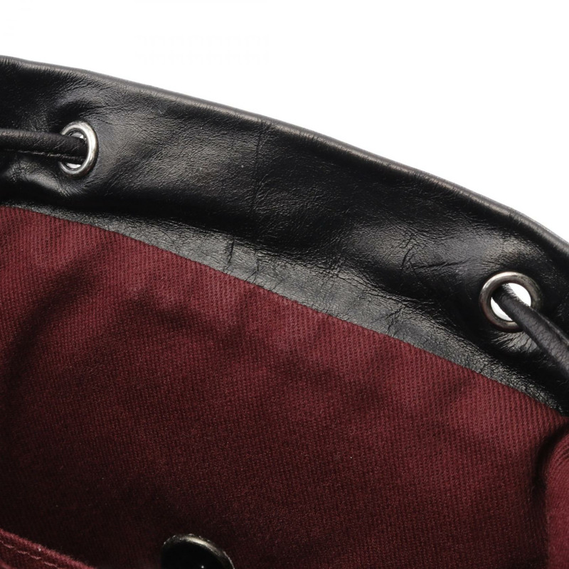 CHANEL CC Logo Matelasse 抽繩背包 包 皮革 黑色 二手 女款-9