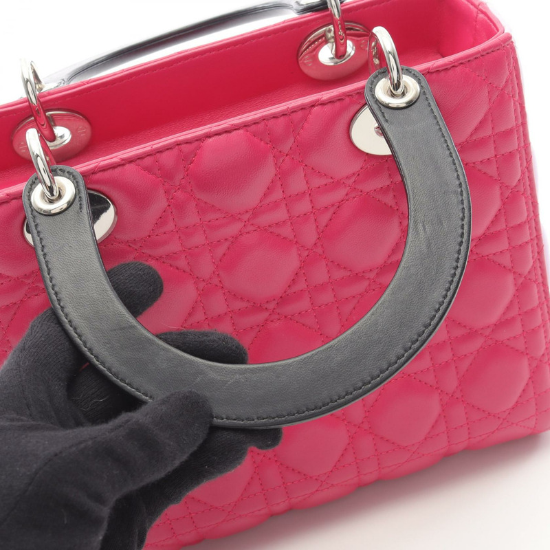 Christian Dior Lady Dior Cannage 單肩托特包 手提包 M0538ONGE 皮革 粉紅色-4