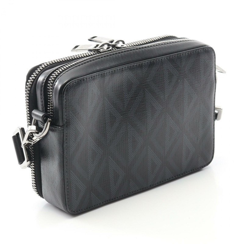 Dior 斜背包 CD 鑽石肩背包 2ESBC119 帆布皮革黑色二手-1