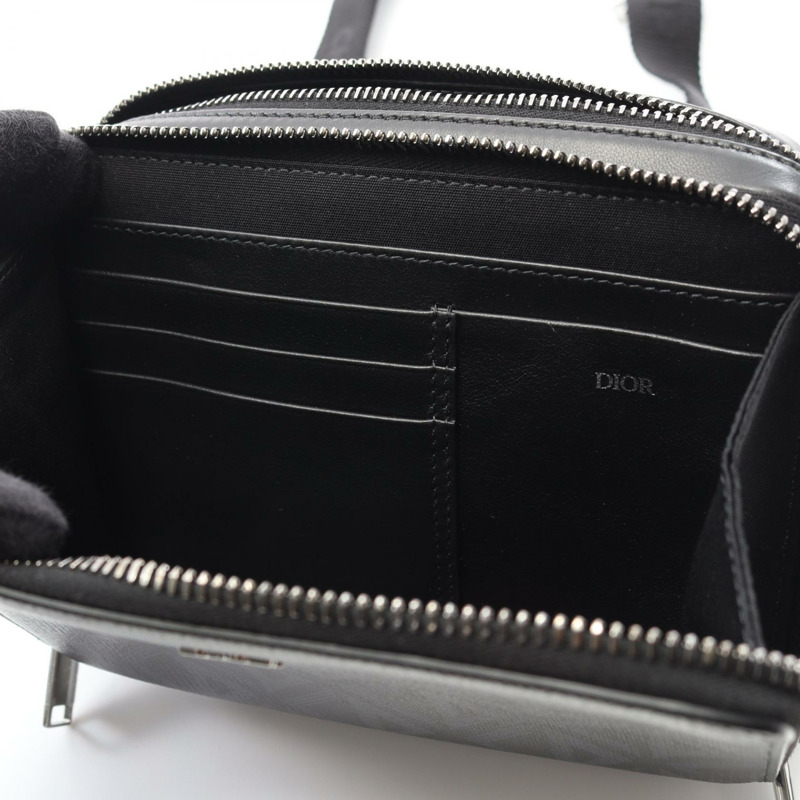 Dior 斜背包 CD 鑽石肩背包 2ESBC119 帆布皮革黑色二手-5