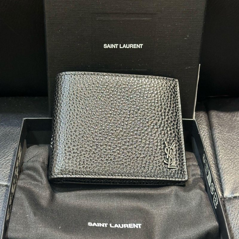 SAINT LAURENT YSL 小牛皮 荔枝紋 短夾 義大利製 現貨 原價18400-0
