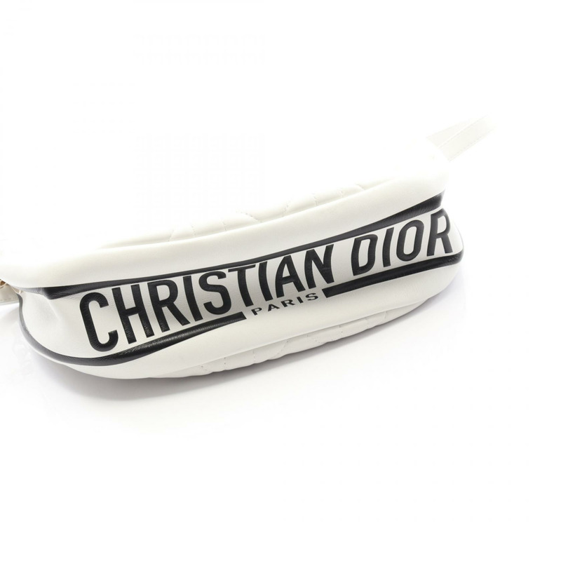 Dior VIBE 中 Hobo Cannage 單肩包 手提包 皮革 白色 黑色 二手 女士-5