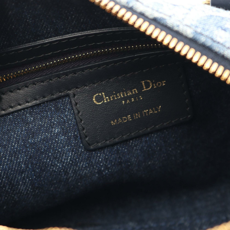 Dior Groove 20 S Oblique 提花肩背包 牛仔布皮革 海軍藍 二手-3