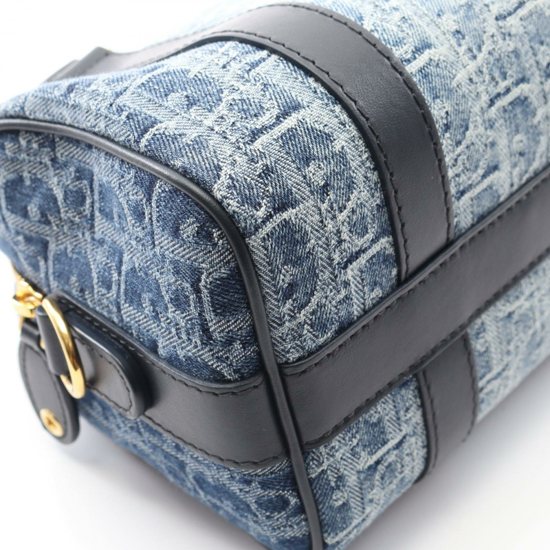 Dior Groove 20 S Oblique 提花肩背包 牛仔布皮革 海軍藍 二手-4