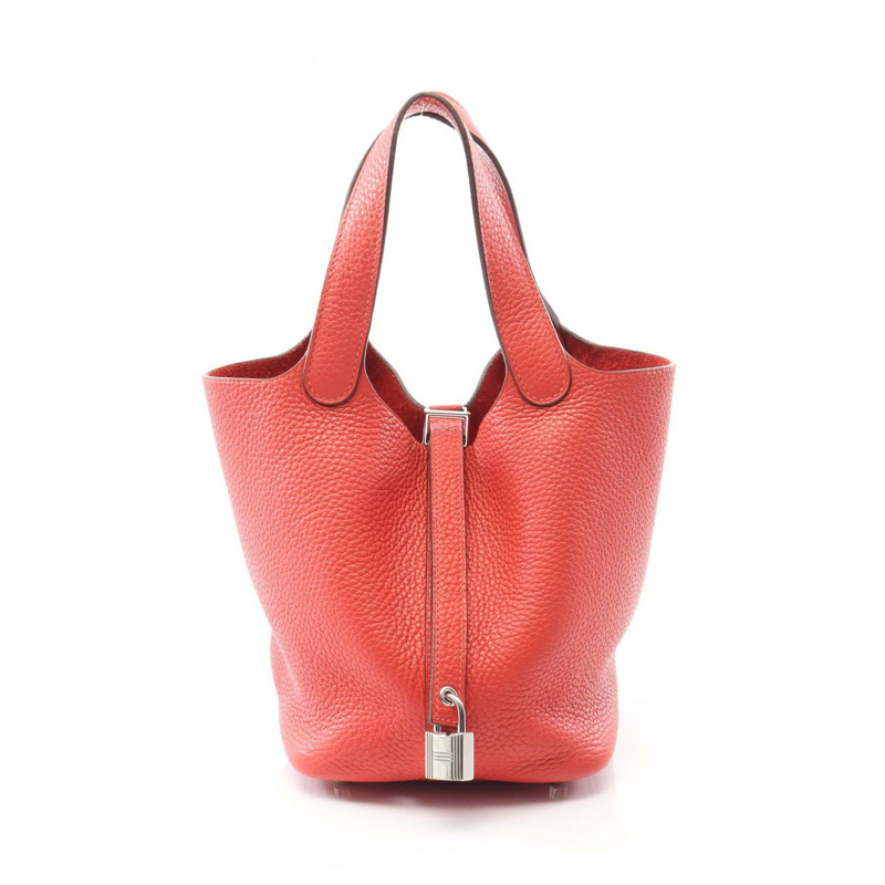 HERMES Picotin Lock PM 手提包 Clemence 皮革 Rouge pivoine 二手 女款 R SHW-0
