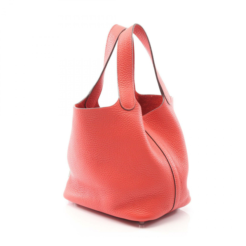 HERMES Picotin Lock PM 手提包 Clemence 皮革 Rouge pivoine 二手 女款 R SHW-1