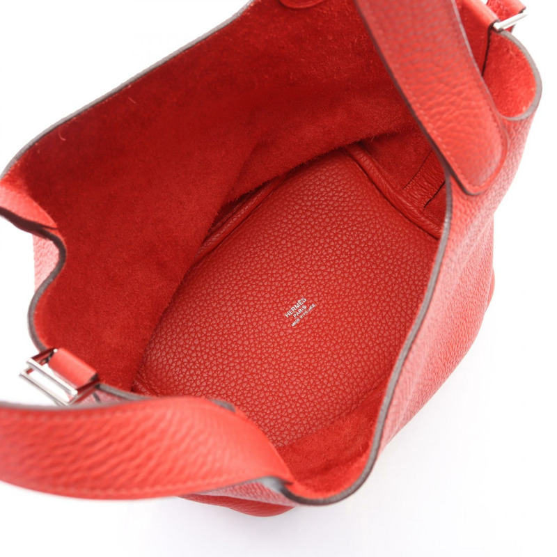 HERMES Picotin Lock PM 手提包 Clemence 皮革 Rouge pivoine 二手 女款 R SHW-2