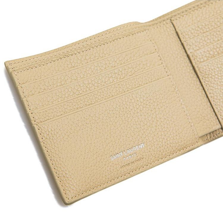 SAINT LAURENT YSL 小牛皮 荔枝紋 短夾 義大利製 現貨 原價18400-1