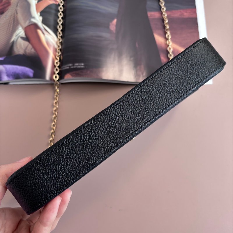 ::LOUIS VUITTON:: LV M82477 Félicie Pochette 黑色牛皮壓花紋 WOC三合一 金鏈斜背包-5