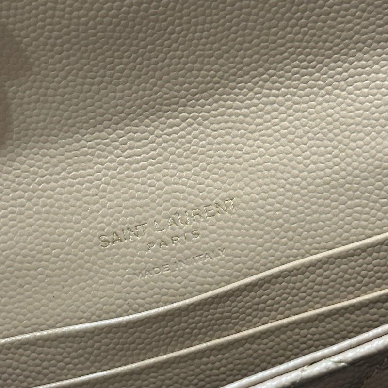 SAINT LAURENT YSL 小牛皮 荔枝紋 信封 卡包 奶茶色義大利製 現貨 原價23200-3