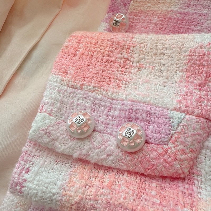 CHANEL 23S粉白格子短版外套 40碼-4