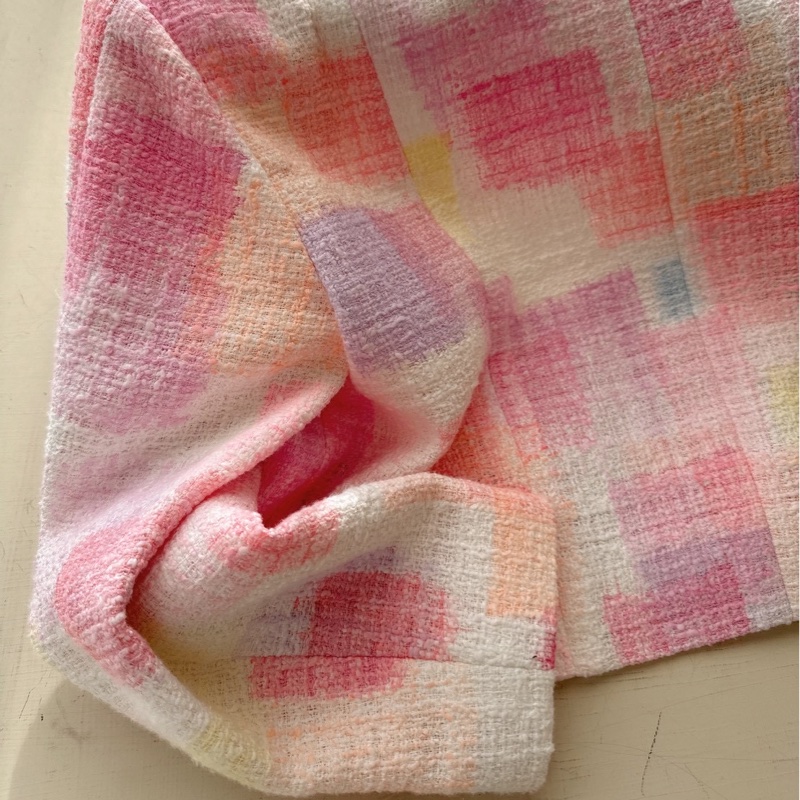 CHANEL 23S粉白格子短版外套 40碼-7